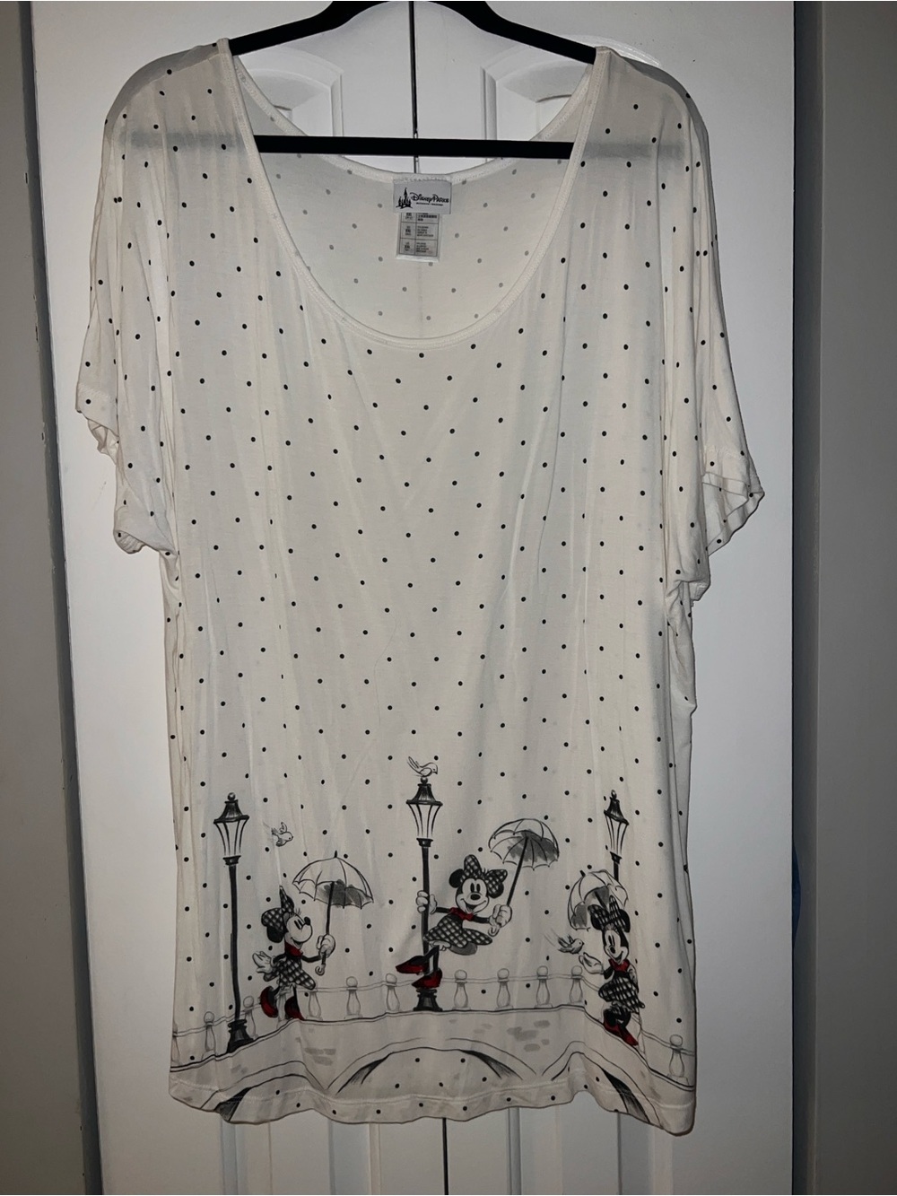 Disney Parks Ivory Polka Dot Tee with Gray Accents